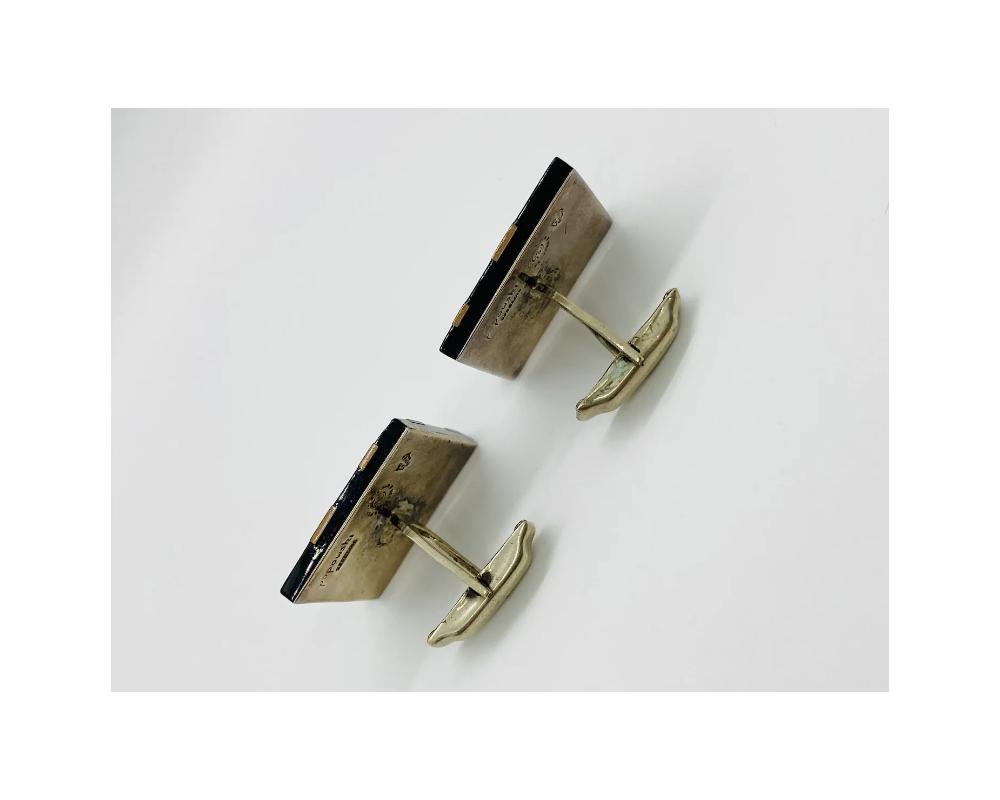 Sterling Silver Mexican Taxco Popowski Face Cufflinks In Good Condition In New York, NY