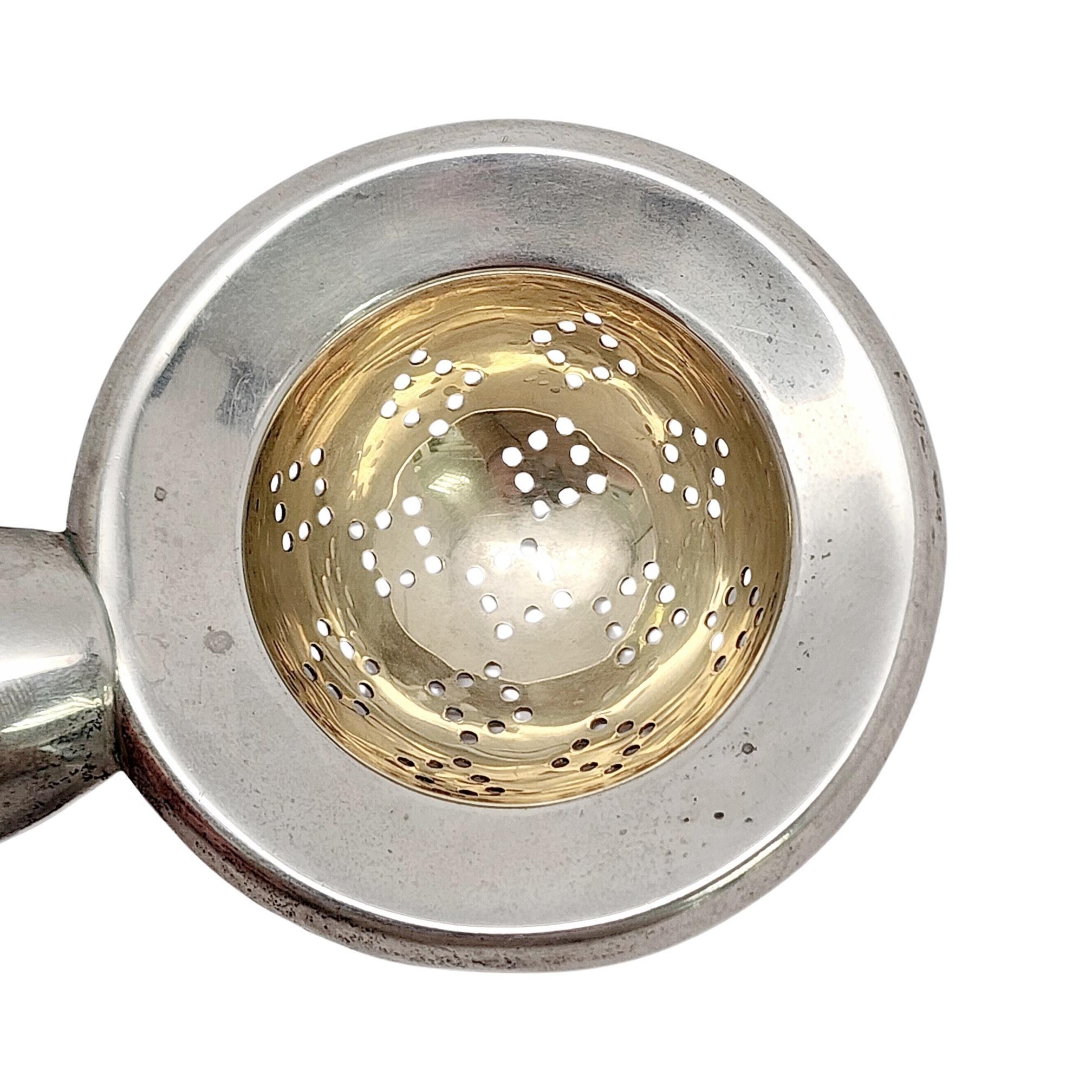 Sterling Silver Mexico Gold Wash Bowl Tea Strainer #16713 For Sale 1