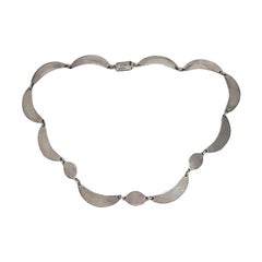 Sterling Silver Mexico Lapis Lazuli Boomerang Link Necklace #16496