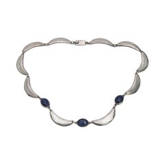 Collier Boomerang mexicain à maillons en argent sterling lapis-lazuli n° 16496