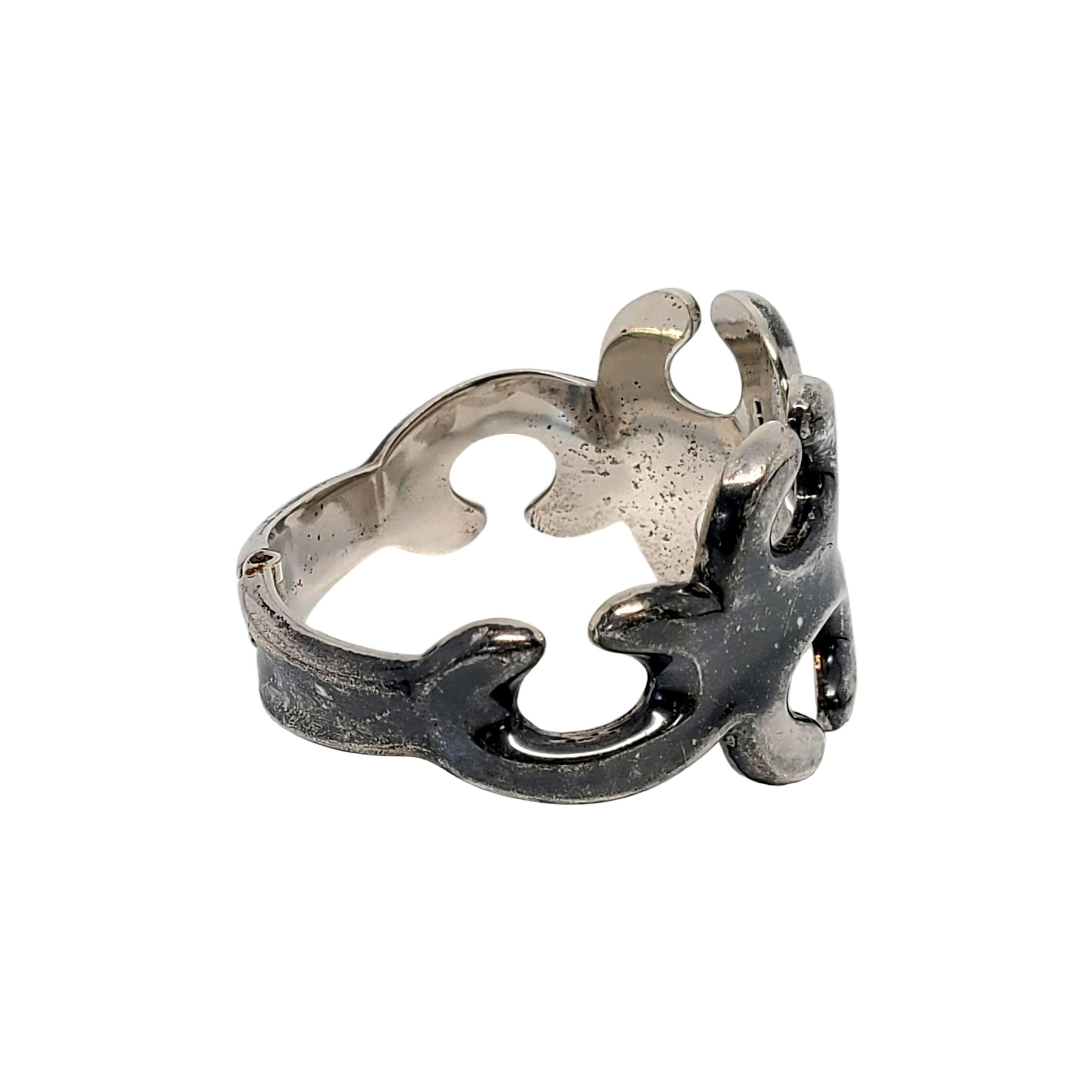 Sterling Silver Mexico Swirl Hinged Bracelet For Sale 1