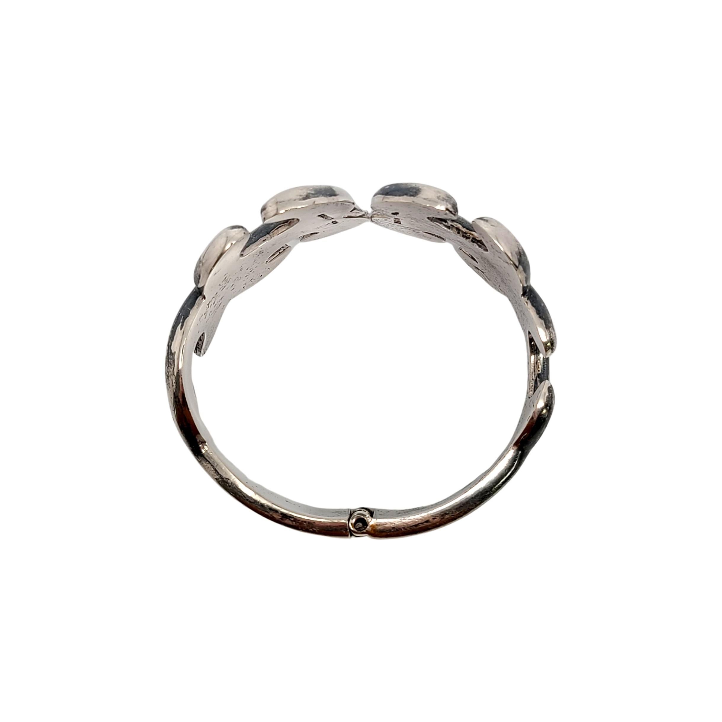 Sterling Silver Mexico Swirl Hinged Bracelet For Sale 3