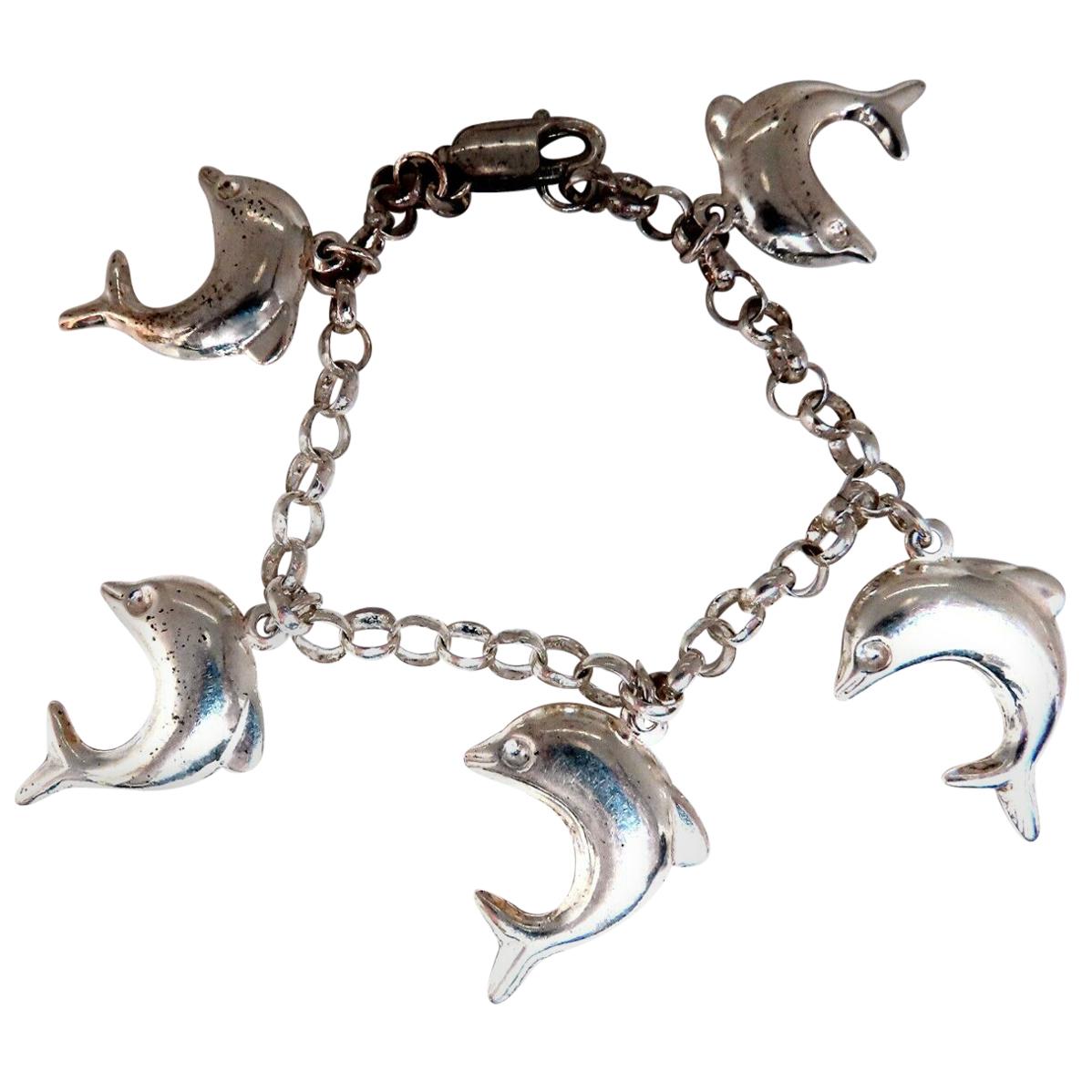 Sterling Silver Miami Dolphins Bracelet