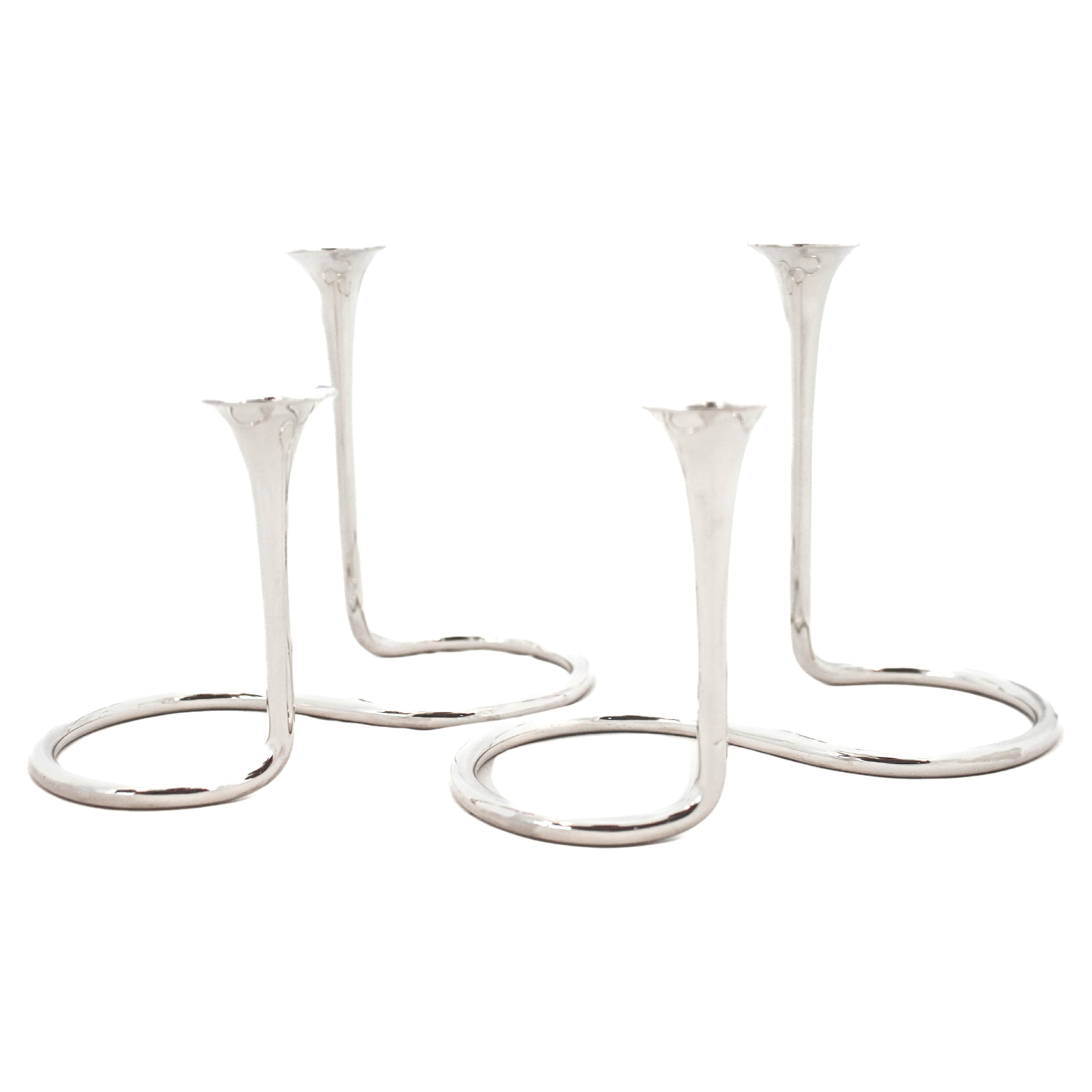Sterling Silver Mid-Century Candelabras