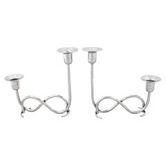 Sterling Silver Mid-Century Candelabras