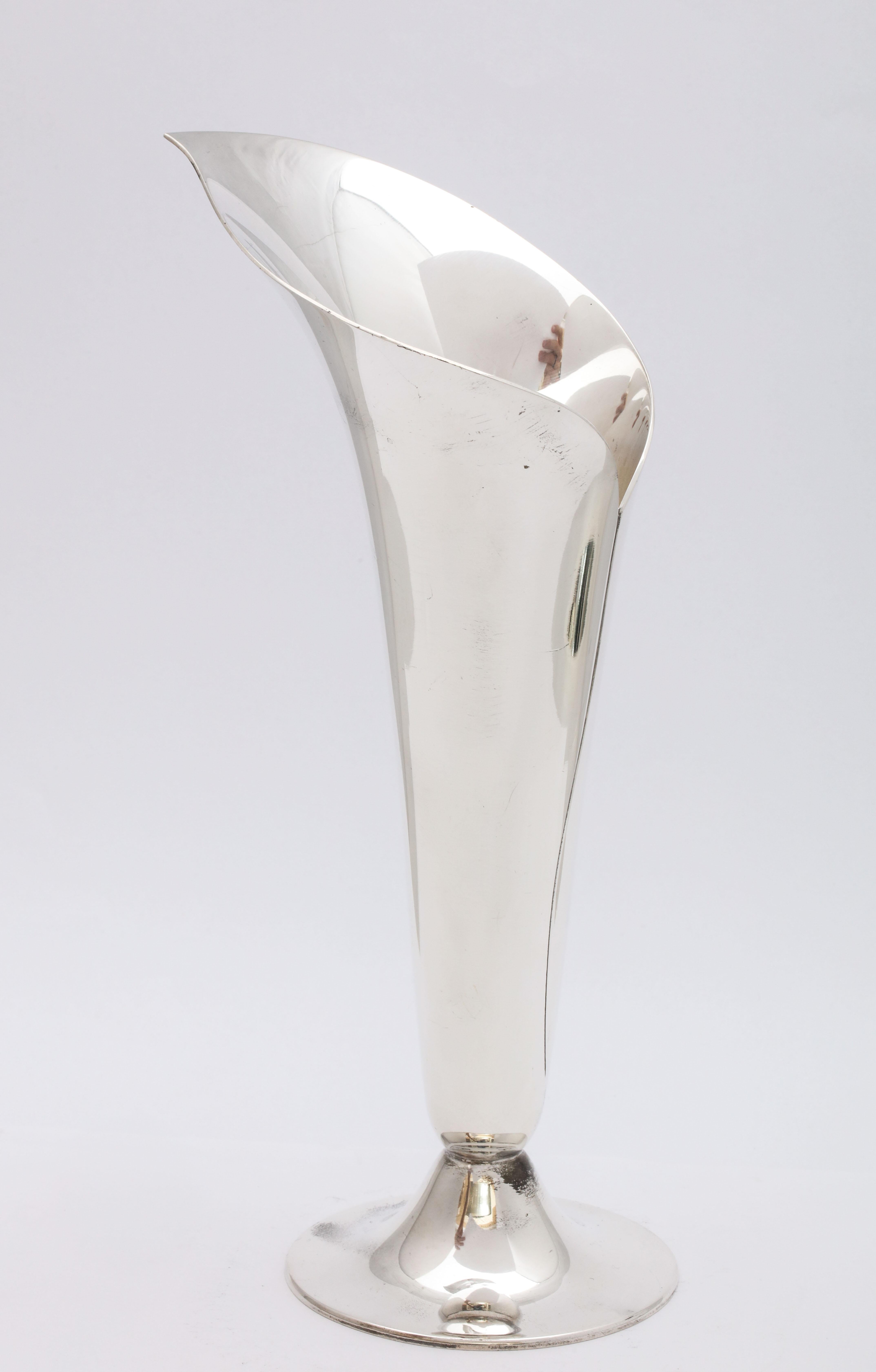 American Sterling Silver Mid-Century Modern Calla Lily - Form Vase by Tiffany & Co.