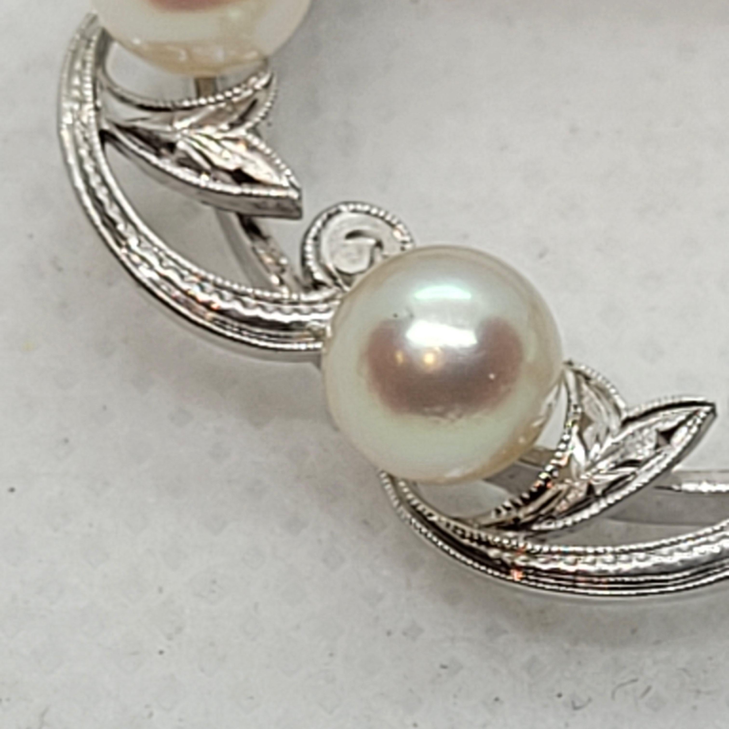 Women's or Men's Sterling Silver Mikimoto Pearl Brooch, Tokyo, Stamped, 1960s, Vintage