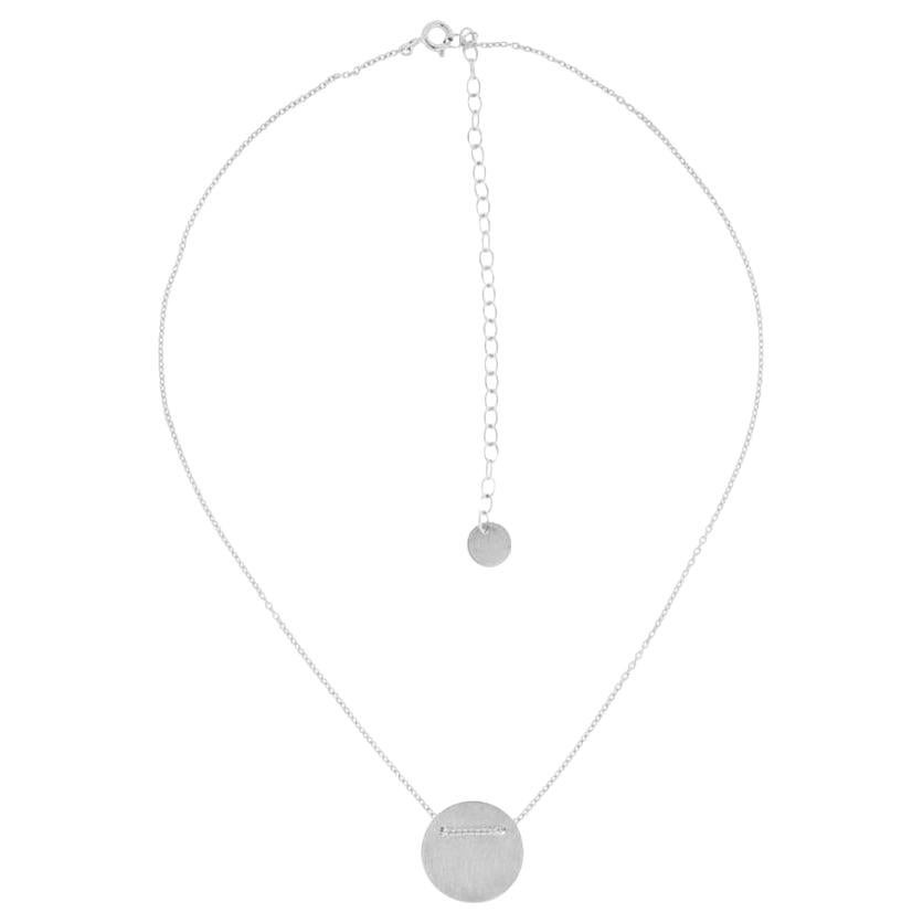 Sterling Silber Minimal gebürstet Scheibe Halskette im Angebot
