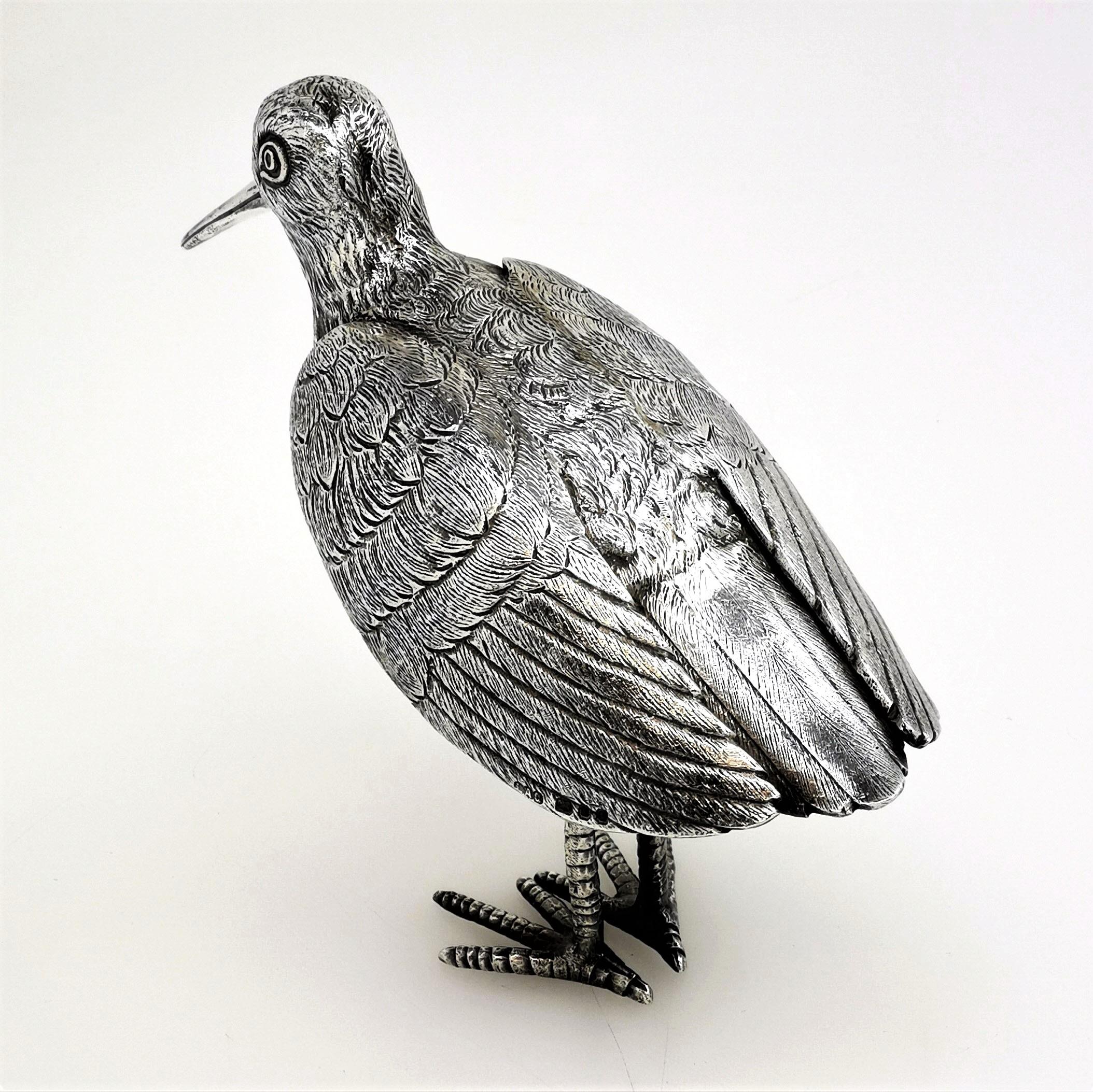 English Sterling Silver Model Bird Snipe Figure, 1974