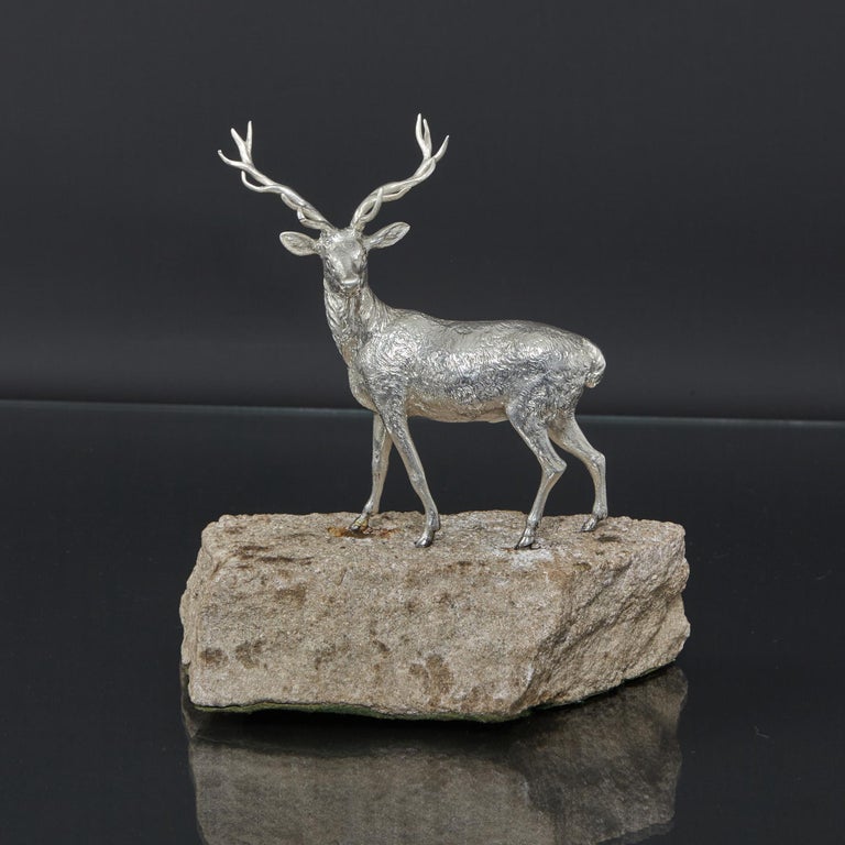 Sterling silver model of a 12 Point Royal Stag For Sale 2