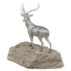 Sterling silver model of a 12 Point Royal Stag