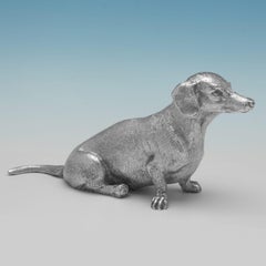 Sterling silver model of a Dachshund made by I. Franks in 2016