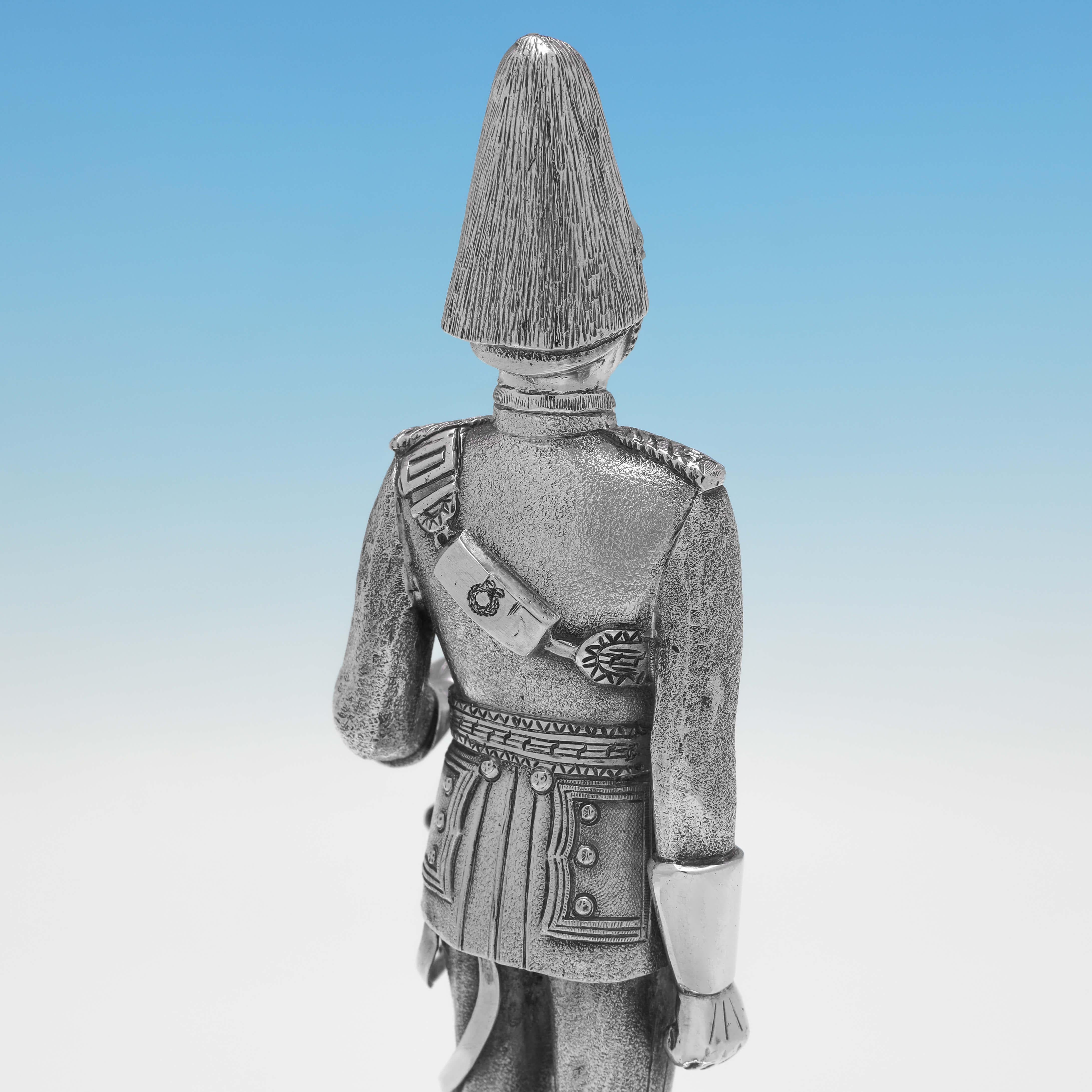 English Sterling Silver Model of a Royal Scots Dragoon Guard For Sale