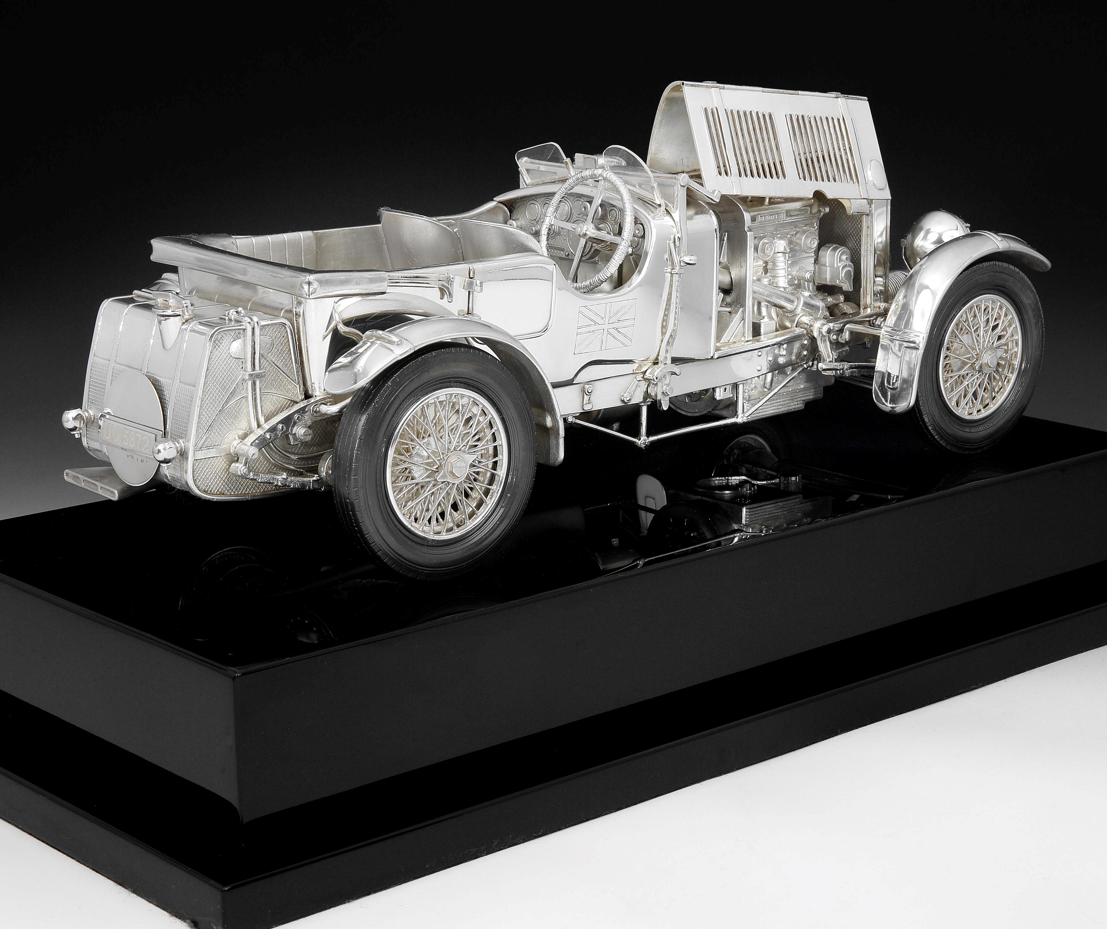 Art déco Modèle en argent sterling de Tim Birkin's 1929 « Blower » Bentley, 1 de 2 fabriqués. en vente