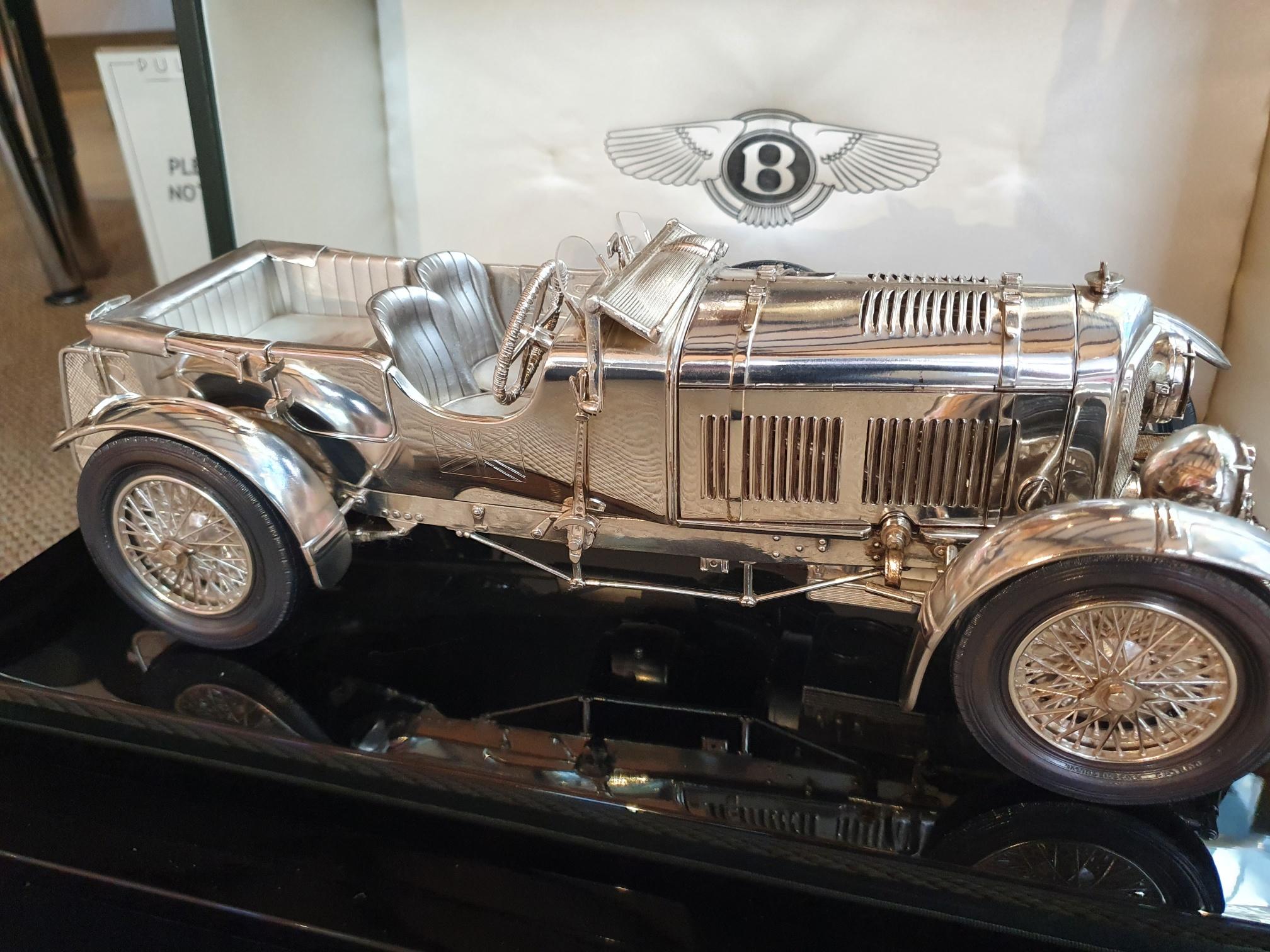 Sterling Silver Model of Tim Birkin's 1929 'Blower' Bentley, 1 of 2 made. In Excellent Condition For Sale In London, GB