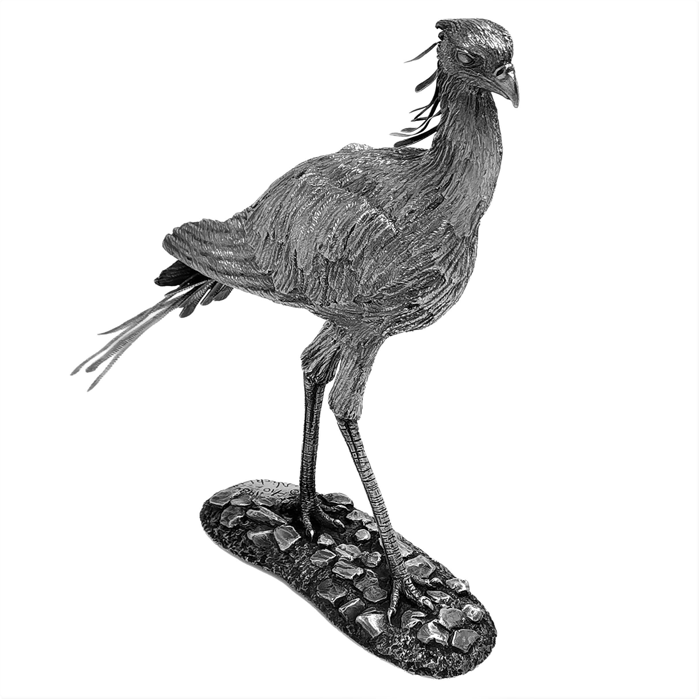 English Sterling Silver Model Secretary Bird African Bird 1988 Tim Nicklin