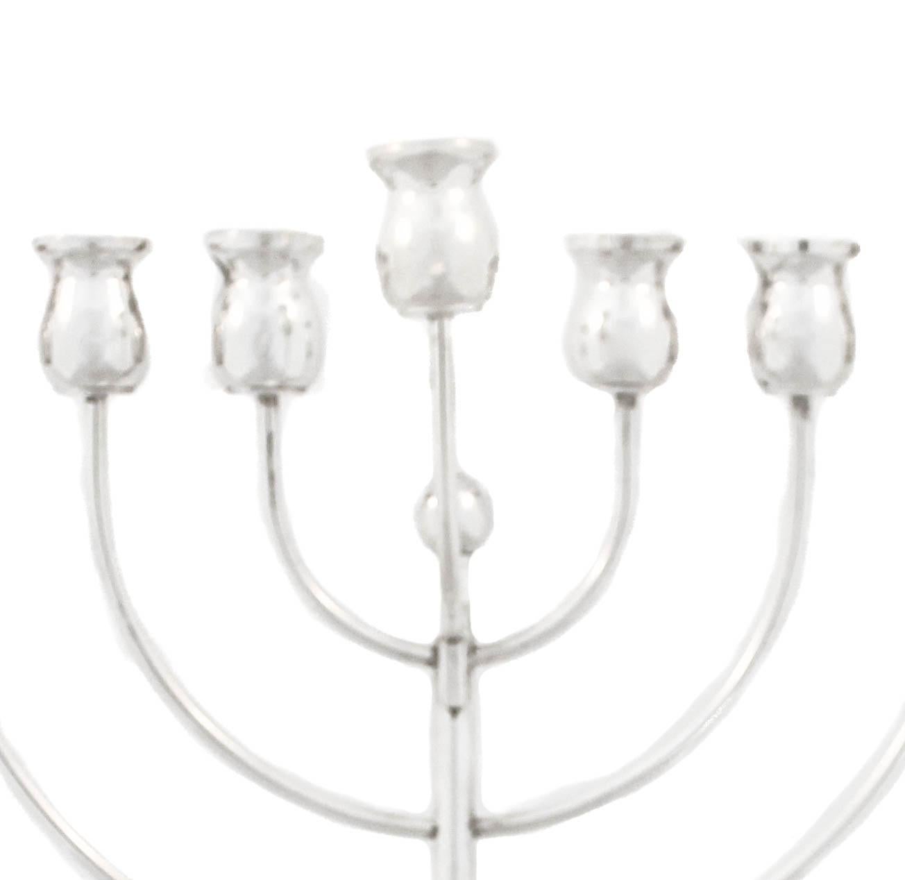 Sterling Silver Modern Menorah In New Condition For Sale In Brooklyn, NY