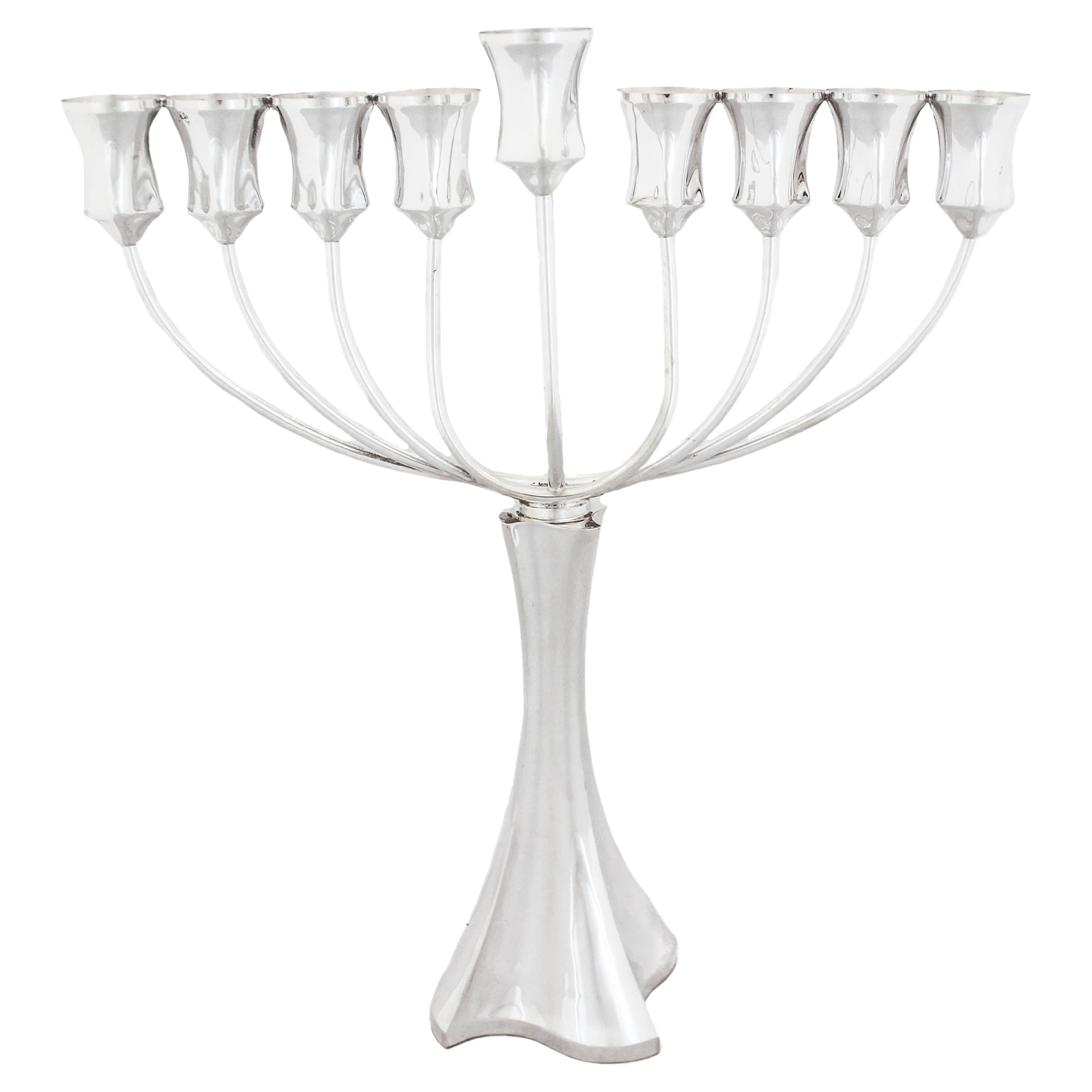 Sterling Silver Modern Menorah For Sale