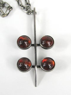 Sterling Silver Modernist Necklace Pendant Necklace Denmark Niels Erik From