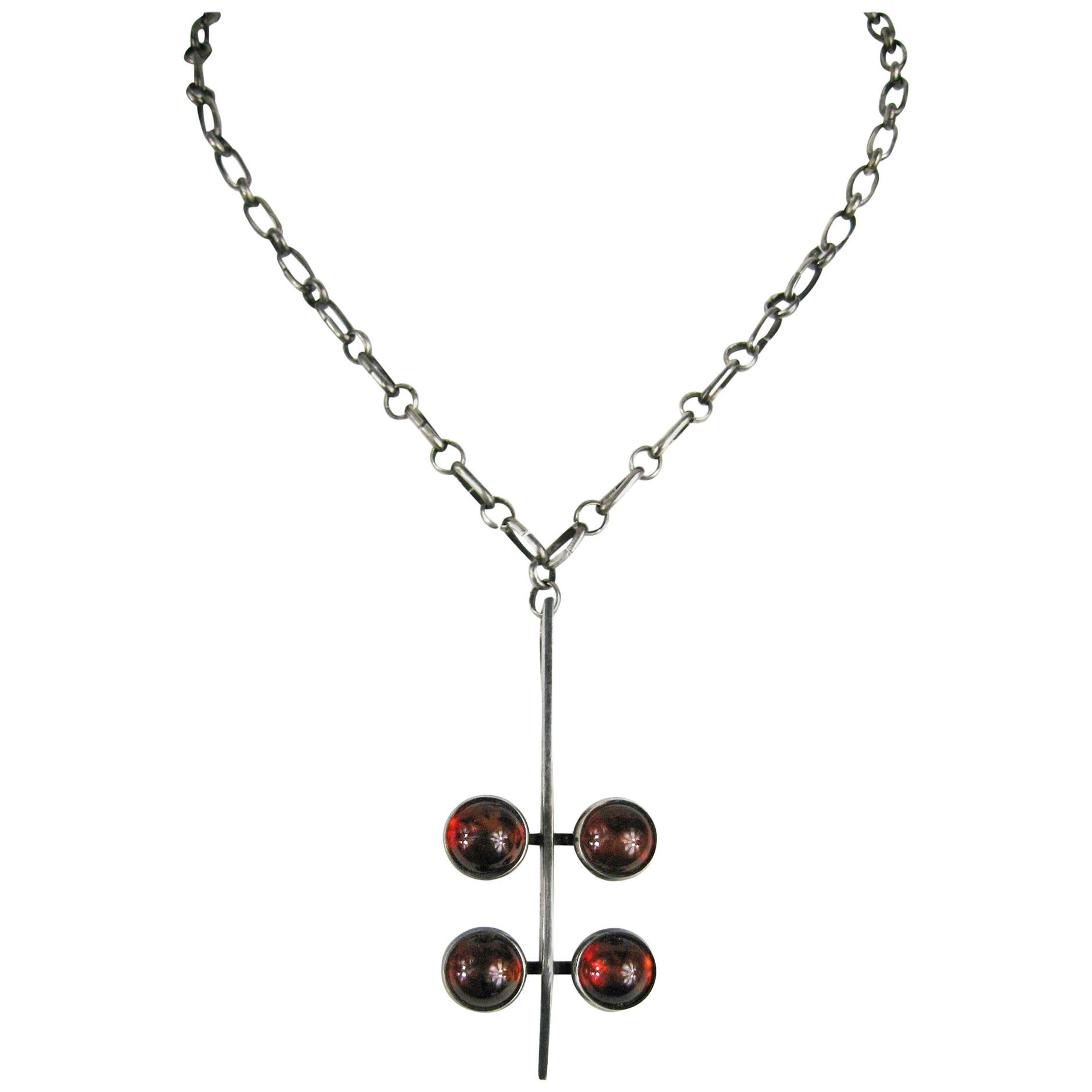 Modernistische Halskette mit Anhänger aus Sterlingsilber, Dänemark Niels Erik From  im Angebot