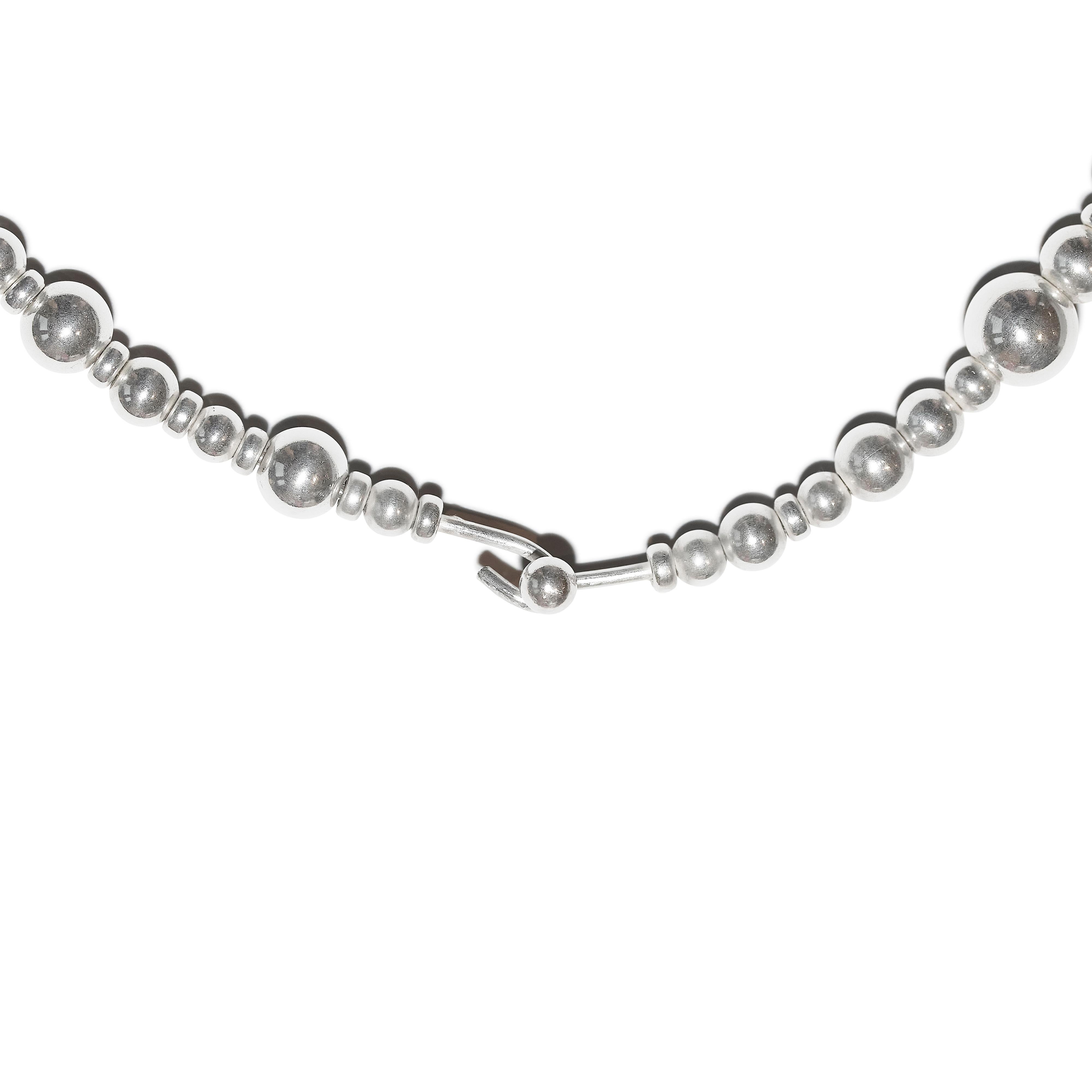 Contemporary Sterling Silver Modernist Sphere Collar Necklace For Sale