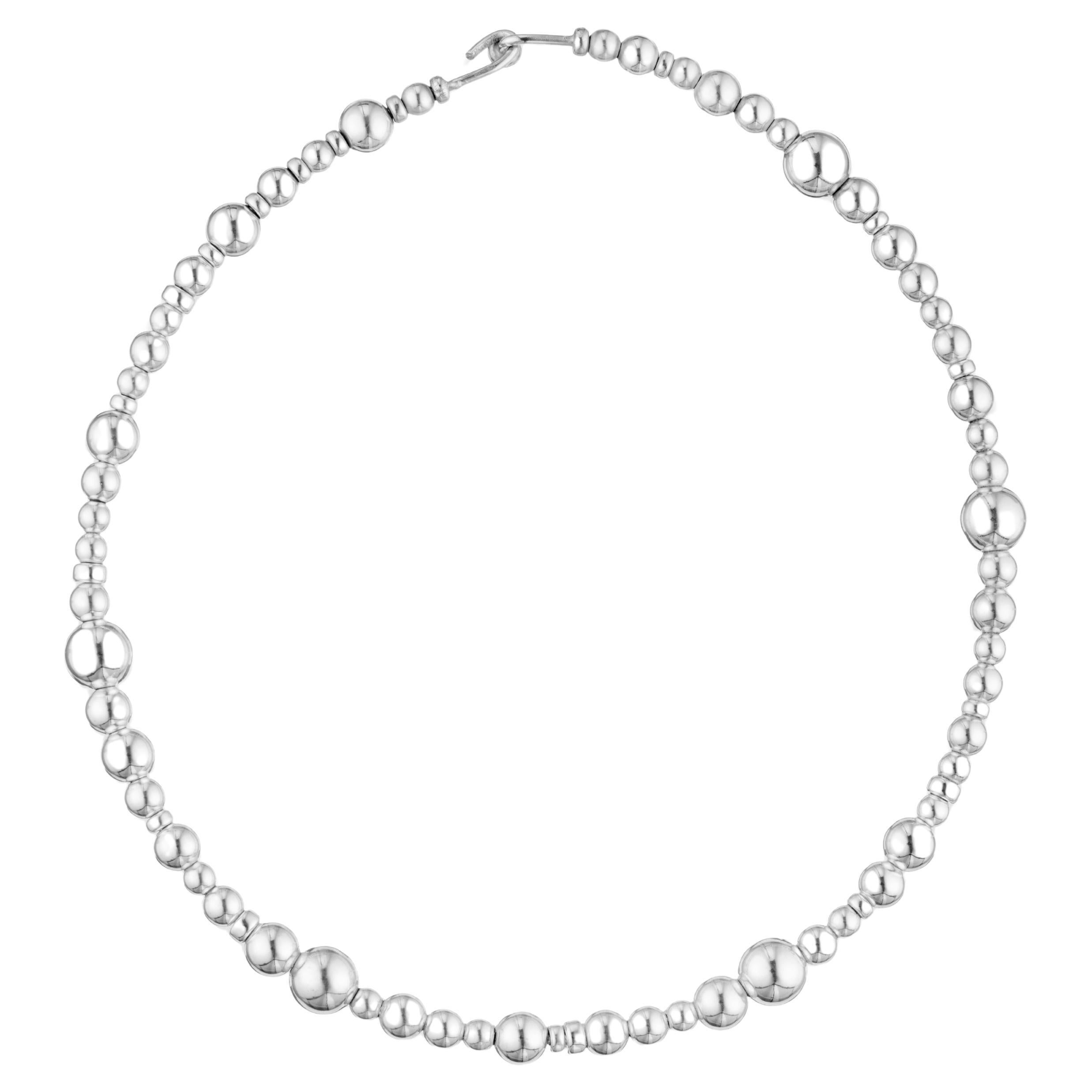 Sterling Silver Modernist Sphere Collar Necklace For Sale