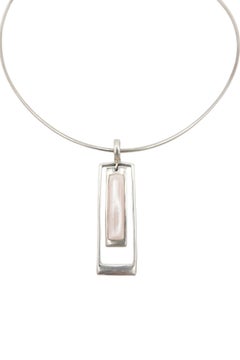 Sterling Silver Modernist Wire Collar with Geometric Pendant, c. 1990s