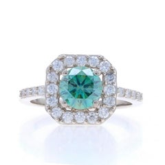 Sterling Silver Moissanite Halo Ring - 925 Round Brilliant