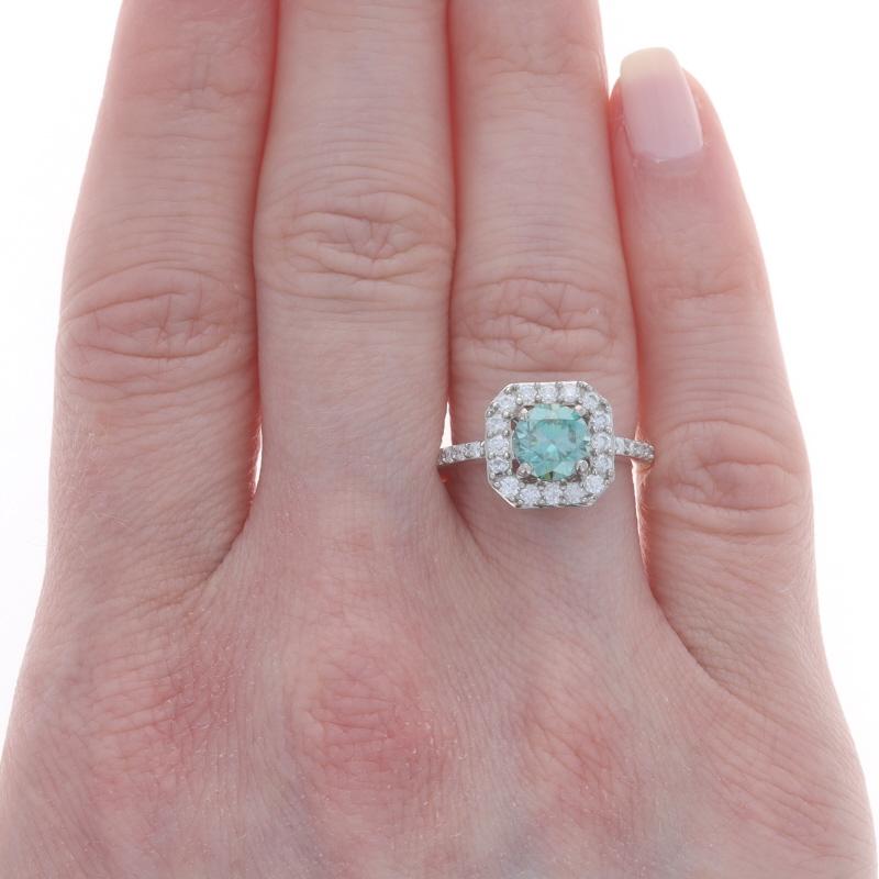 Sterling Silver Moissanite Halo Ring - 925 Round Brilliant In Excellent Condition For Sale In Greensboro, NC