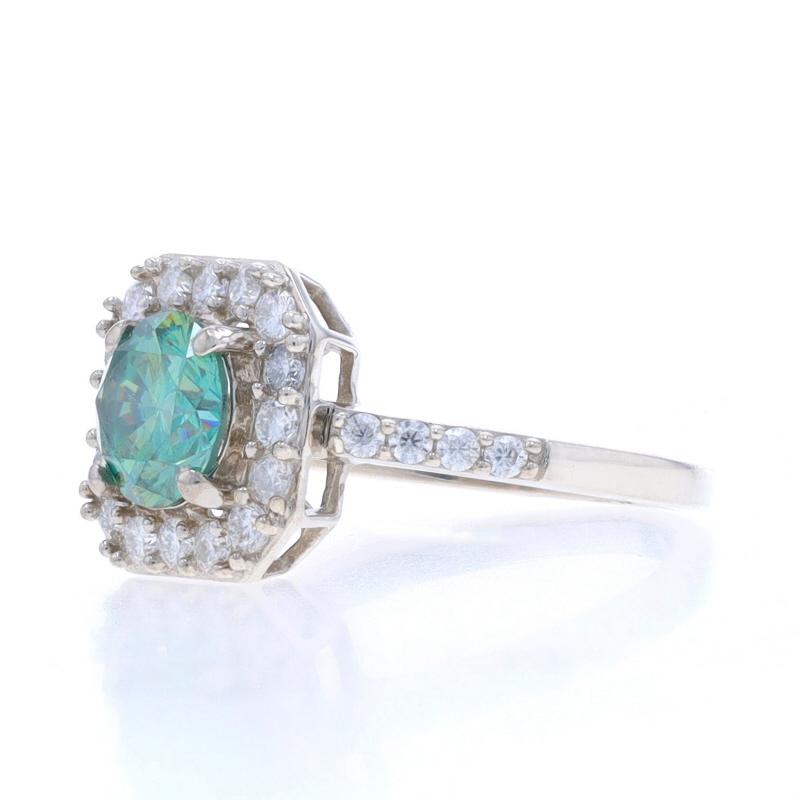 Women's Sterling Silver Moissanite Halo Ring - 925 Round Brilliant For Sale