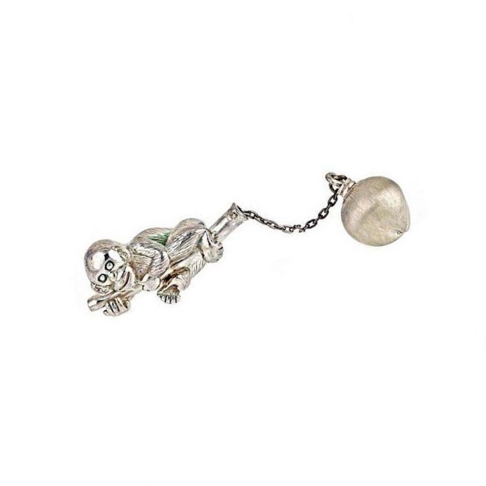 Contemporary Sterling Silver Monkey Keychain by John Landrum Bryant