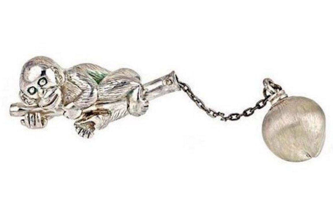 Sterling Silver Monkey Keychain by John Landrum Bryant In New Condition In New York, NY