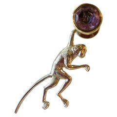 Sterling Silver Monkey Lapel Pin