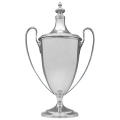 Monumental 123.5 Troy Ounce Antique Edwardian Sterling Silver Trophy From 1909