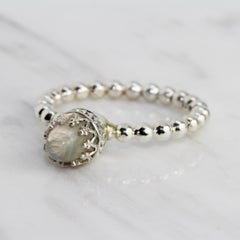 Sterling Silver Moonstone Bullet Crown Ring