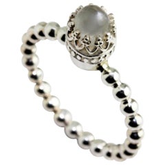 Sterling Silver Moonstone Bullet Crown Ring
