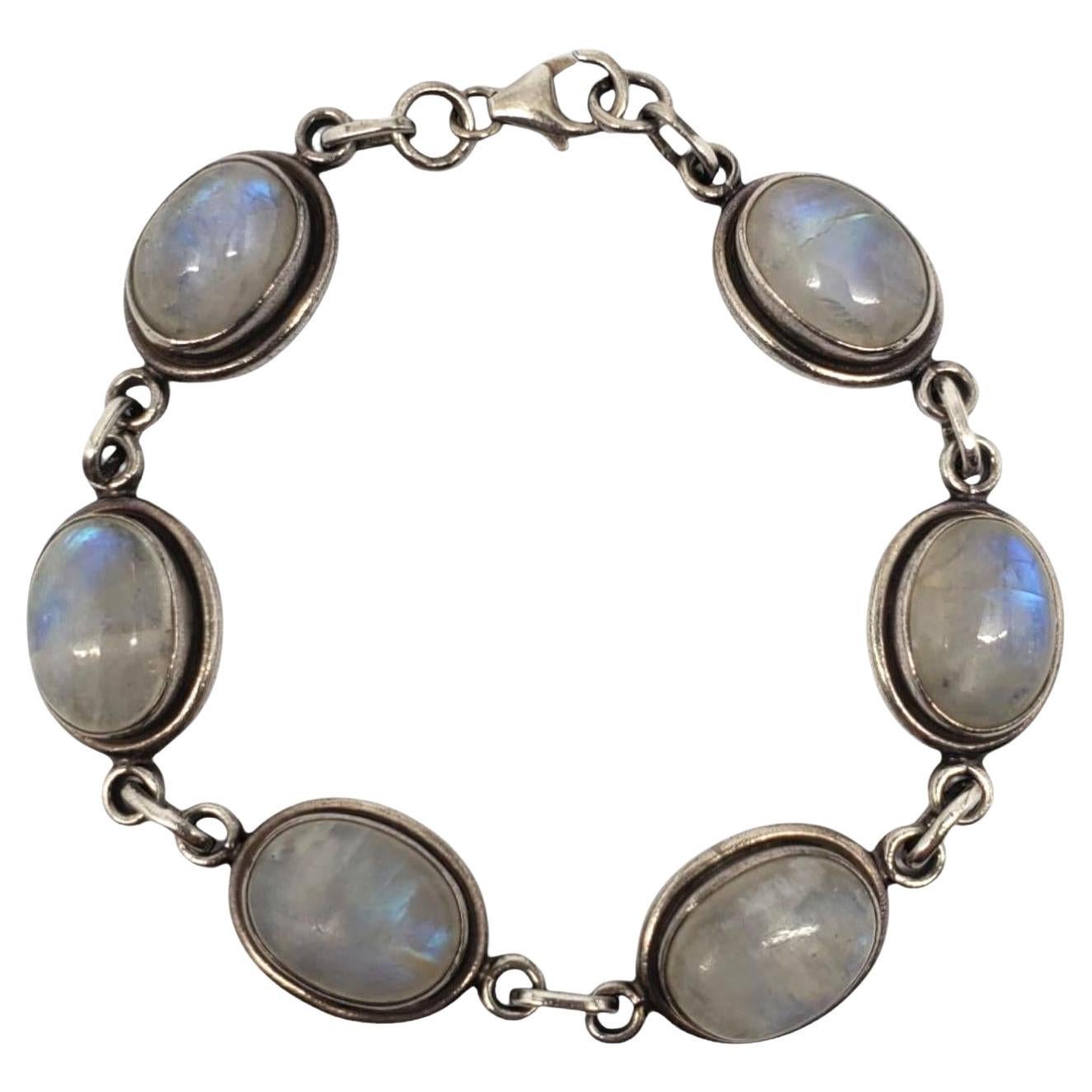 Sterling Silver Moonstone Link Bracelet #21223