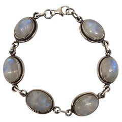Pulsera de eslabones de plata de ley con piedra de luna nº 21223