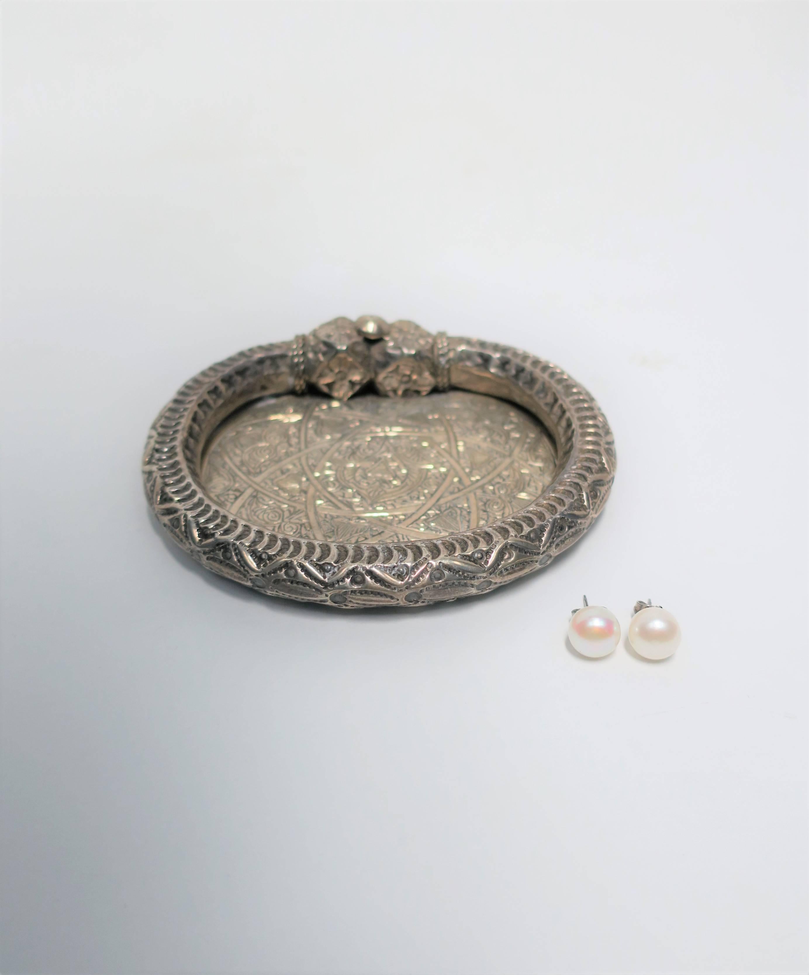 Moorish Sterling Silver Moroccan Tray Trinket or Jewelry Dish