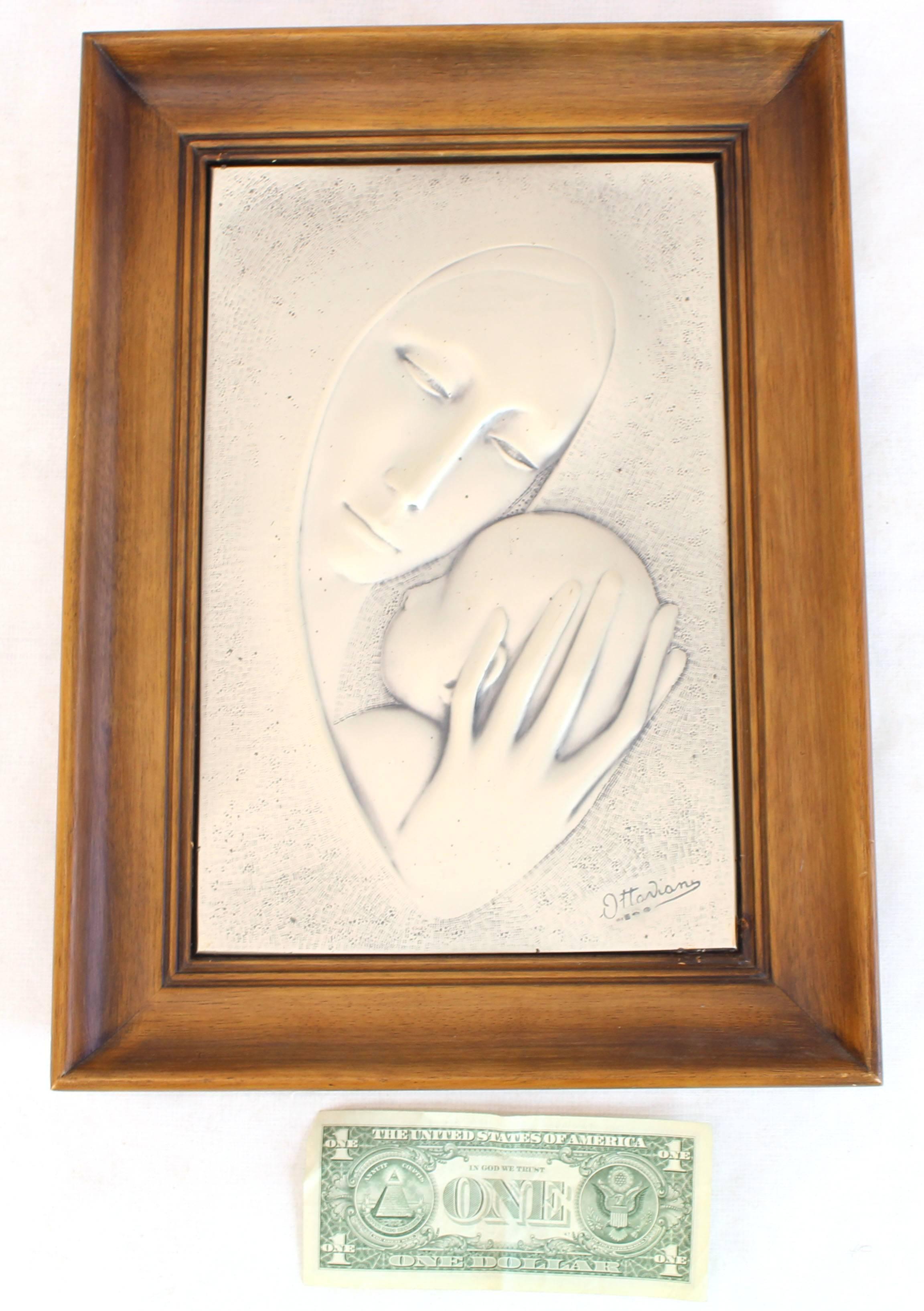 Sterling Silver Mother and Child Minting Plaque In Good Condition For Sale In Rockaway, NJ