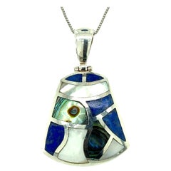 Sterling Silver Mother of Pearl and Abalone Pendant