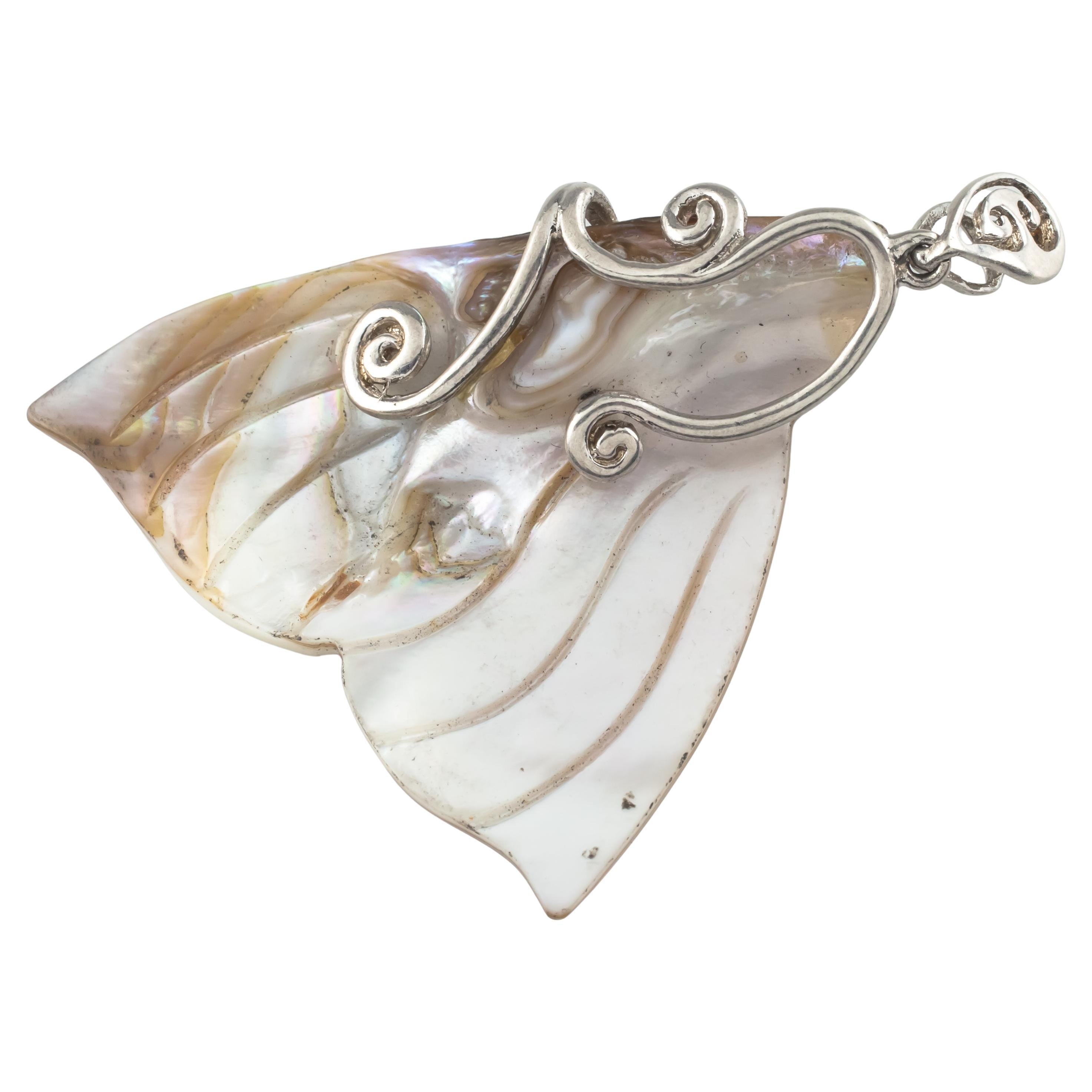 Sterling Silver Mother-of-Pearl Fish Tail Pendant