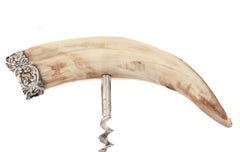 Sterling Silver Mounted Boars Tusk Corkscrew