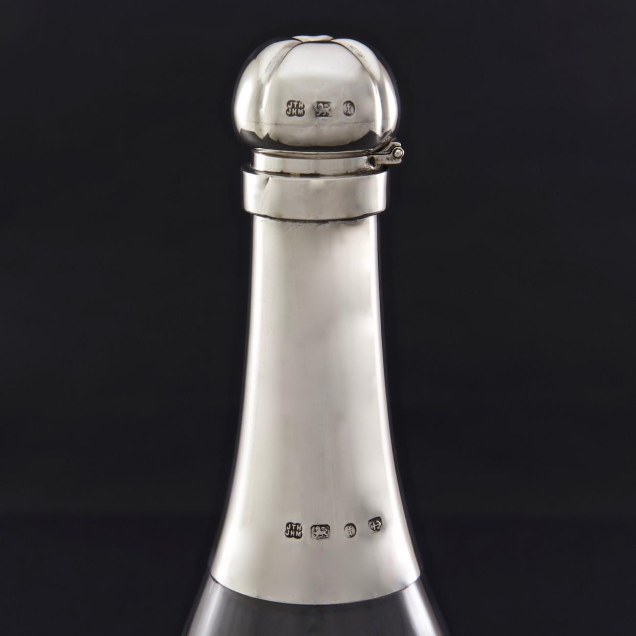 Late 19th Century Sterling Silver Mounted Champagne Bottle Decanter, Hallmarked 1893