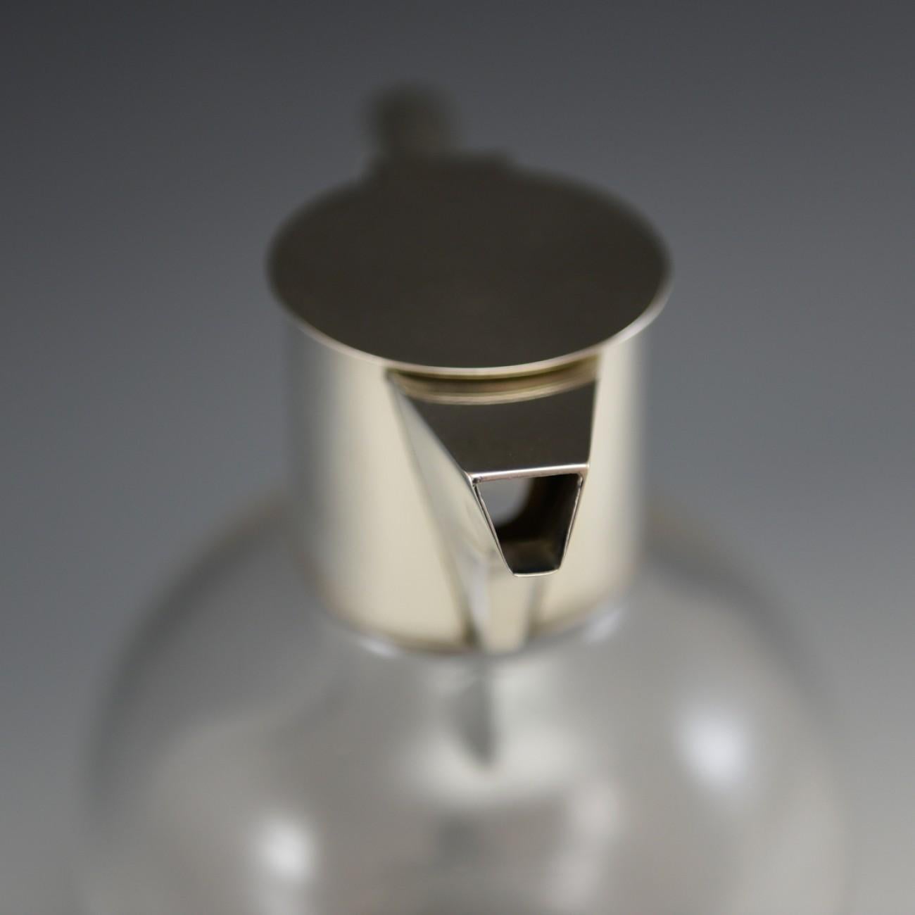 Sterling Silver Mounted Glass Claret Jug, Hallmarked London 1892 1