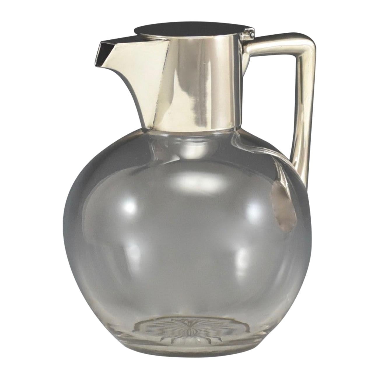 Sterling Silver Mounted Glass Claret Jug, Hallmarked London 1892