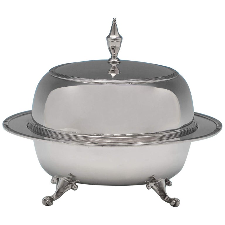 Edwardian Antique Sterling Silver Muffin Dish by Goldsmiths and