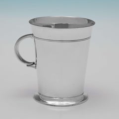 Art Deco Design Sterling Silver Mug, Sheffield 1935 by Roberts & Belk