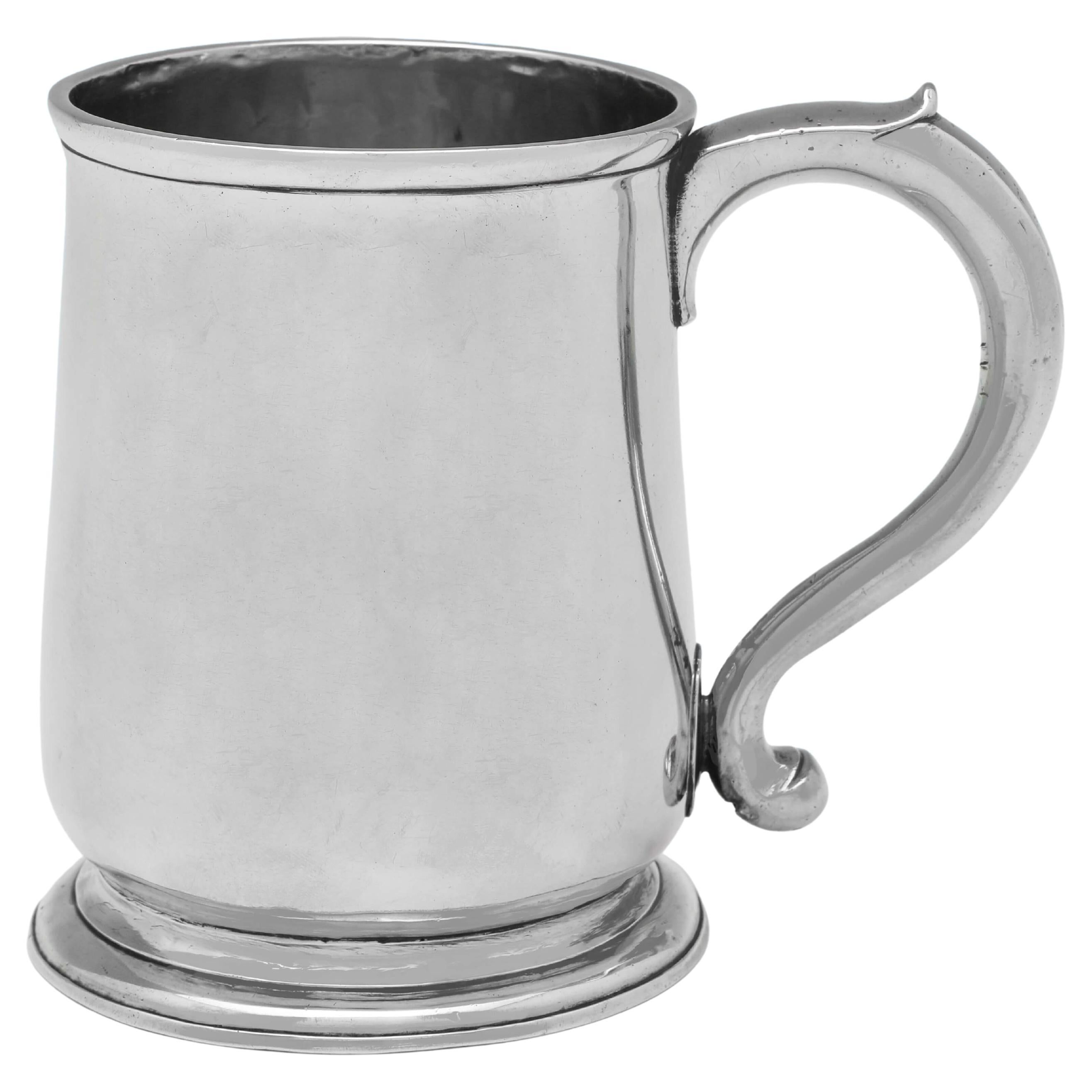 Very Rare George I Antique Sterling Silver Beer Mug - London 1727 Richard Green For Sale