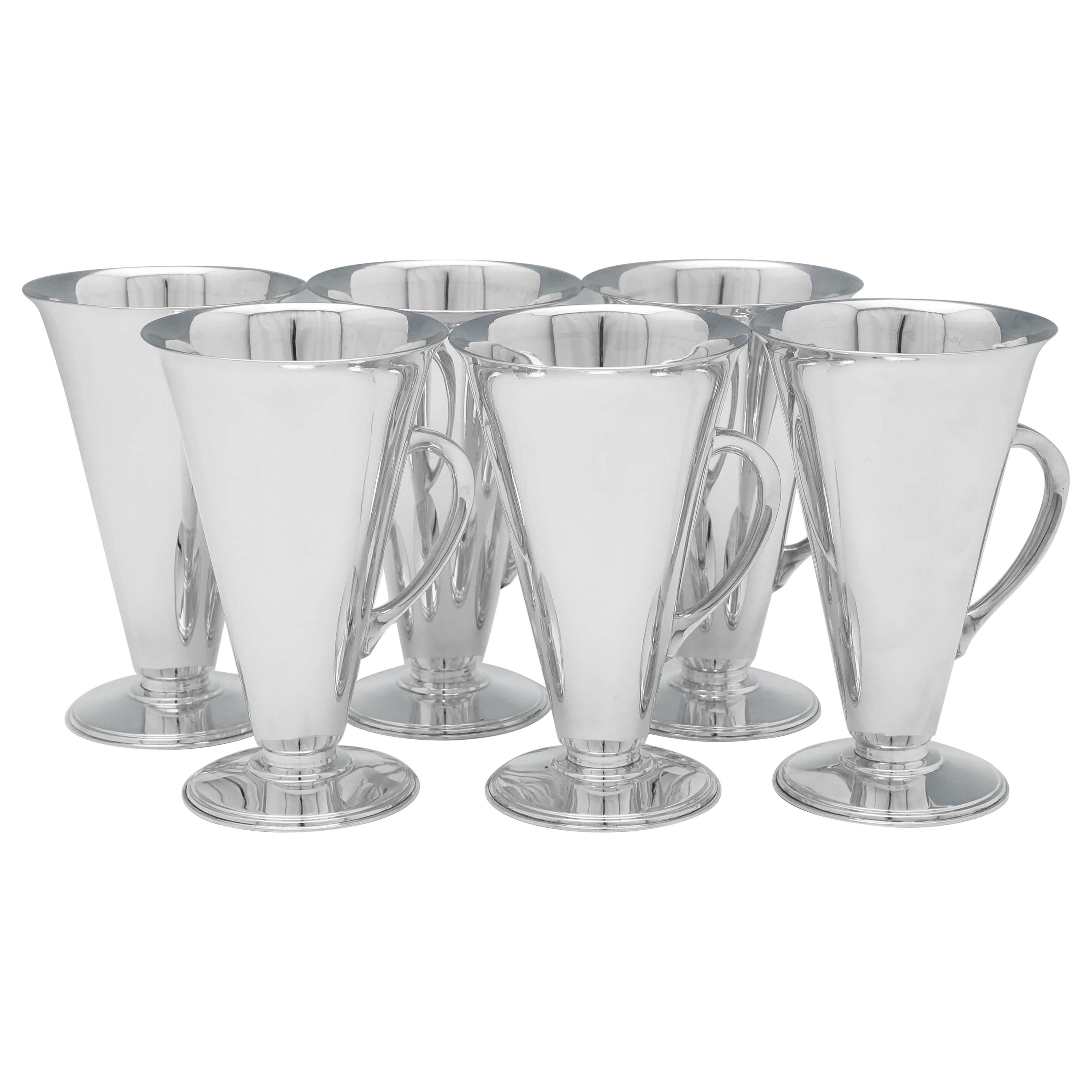 Art Deco Mint Julep Cups - Asprey 1936 - Set of 6 Sterling Silver Cups